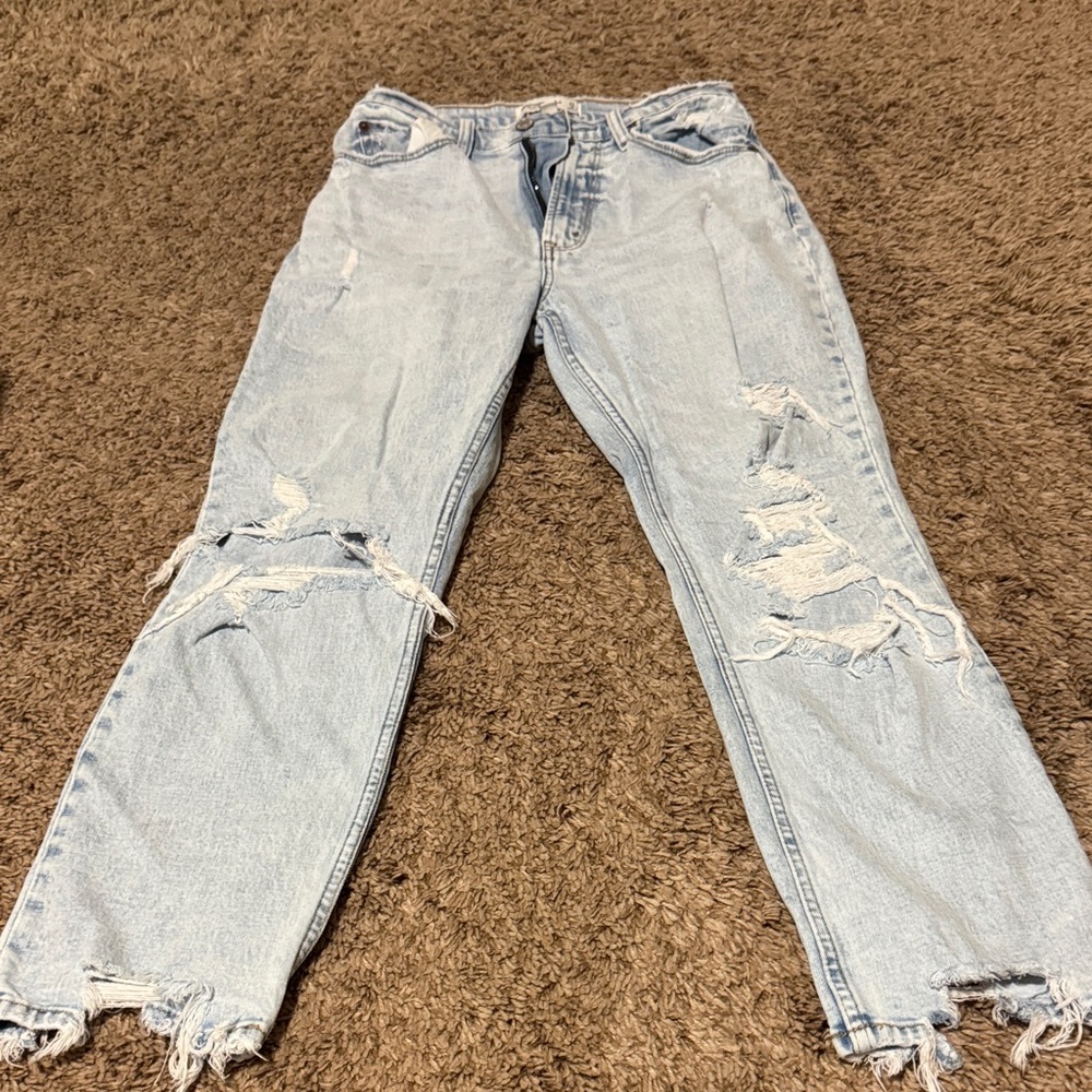 Abercrombie & Fitch Light Blue Distressed Boyfriend Jeans. CURVE LOVE
